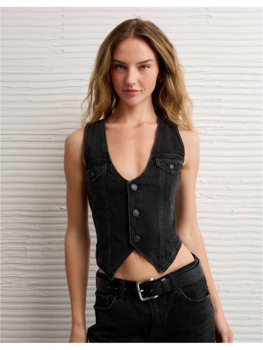 NWT American Eagle AE Black Denim Vest